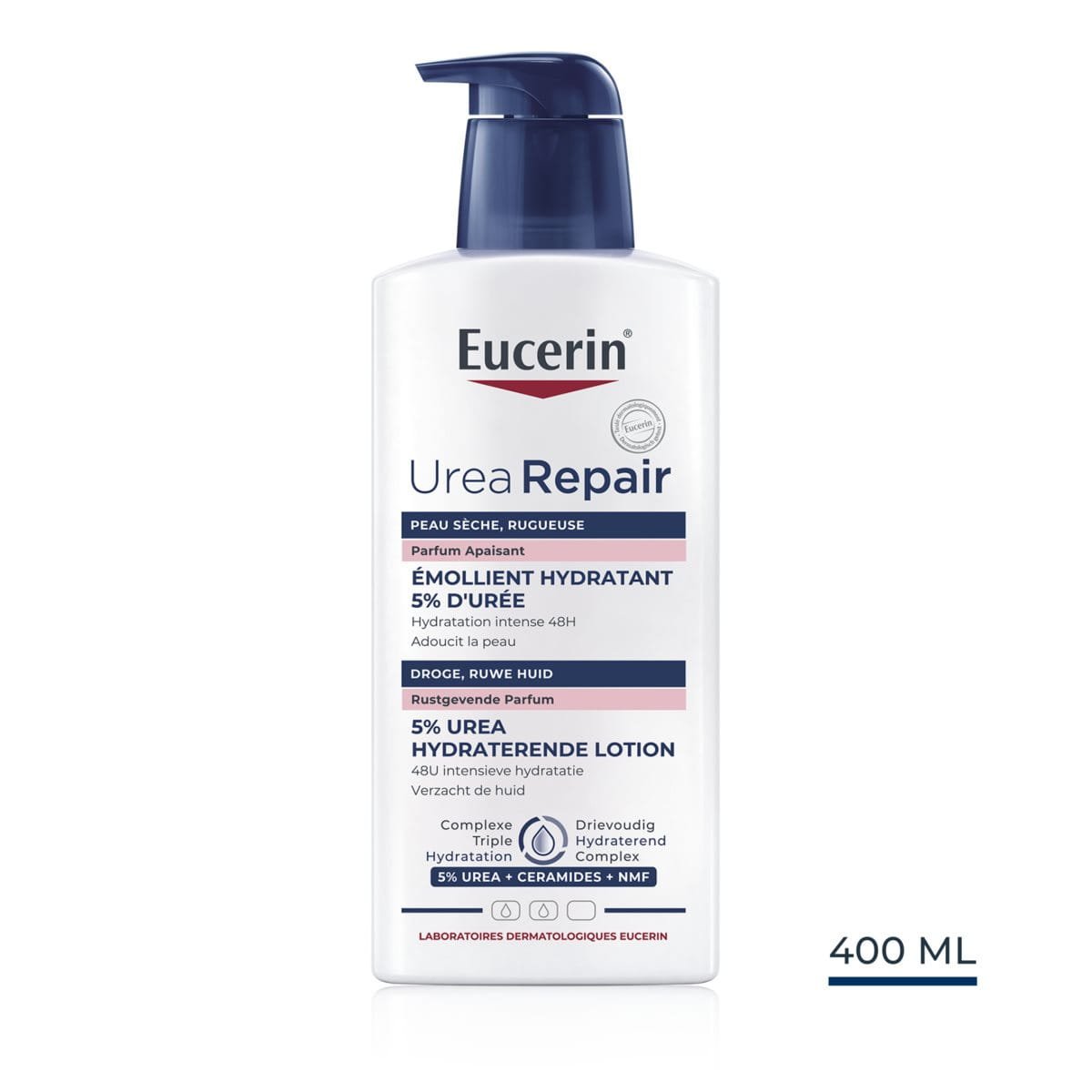 870a3e3cb86a43b8b02c36e62100b652-screen-1.jpg EUCERIN UreaRepair Emollient 5% d'Urée Parfumé 400ML – Image 1