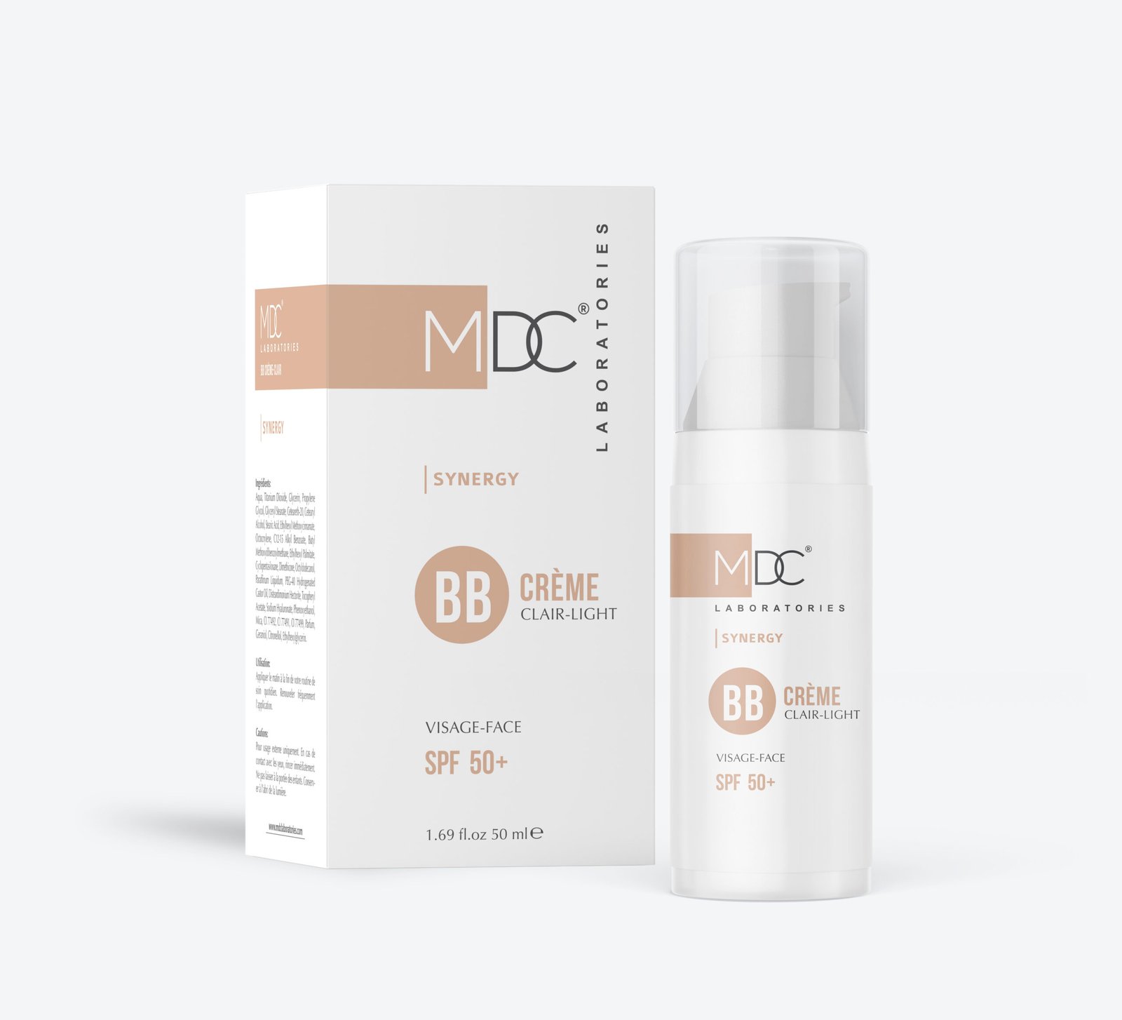 BB Cream_Light MDC Synergy ecran solaire BB creme claere SPF50+ 50mL – Image 1