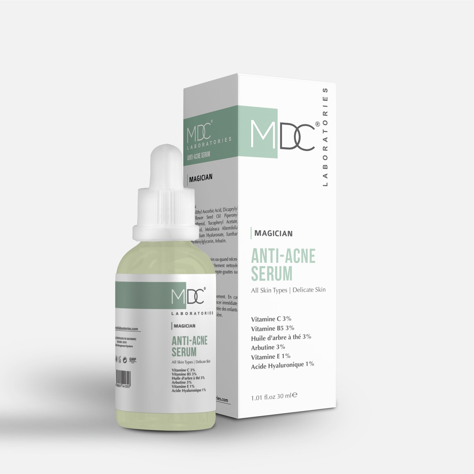 Glossy Plastic Cosmetic Tube Bottle Branding Mockup MDC Magician Sérum 30mL – Image 1