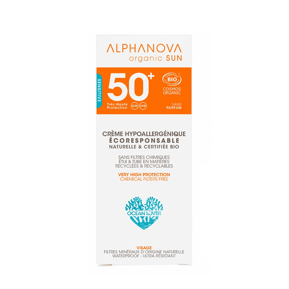 creme-solaire-bio-sans-parfum-50.webp Alphanova Crème solaire hypoallergénique visage SPF 50+ – Image 1