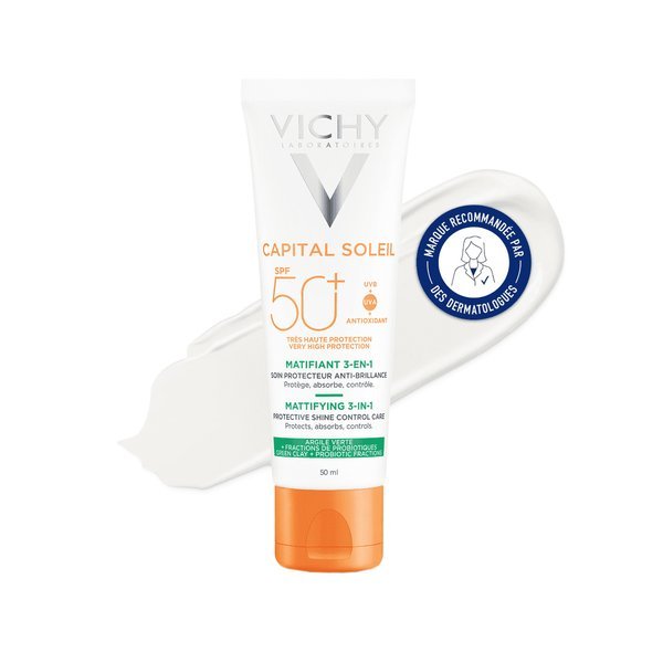 7ace270075777873d360dff3e3a881767e7c8024_optimized_500 VICHY CAPITAL SOLEIL SOIN MATIFIANT 3-EN-1 SPF 50+ 50ML – Image 1