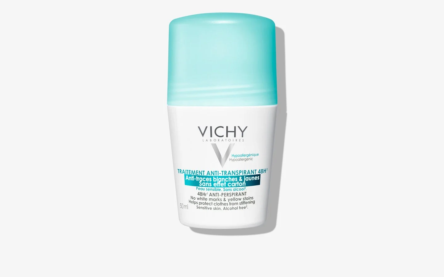 VIC_051_VICHY_DEO_48-hour Anti-Perspiration Deodorant No white and yellow marks - Roll-on VICHY DÉODORANT TRAITEMENT ANTI-TRANSPIRANT 48H - ANTI-TRACES - ROLL-ON – Image 1