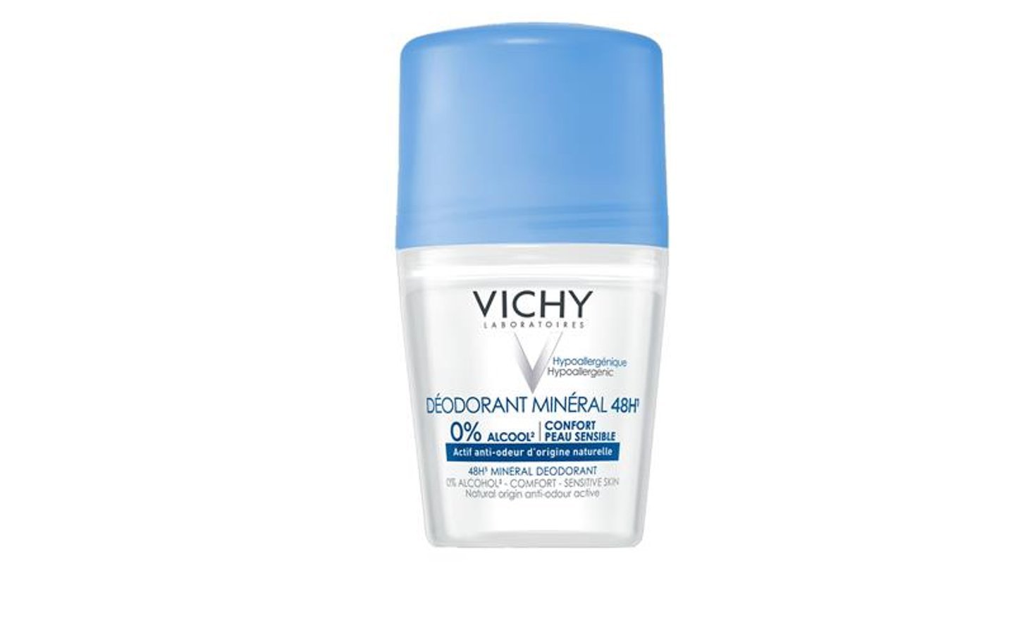 Vichy-Product-Deodorants-Roll-on-Mineral-48H-Deodorant-50ml-3337875553278-PackshotFront VICHY Déodorant Bille minéral 48H actif anti-odeur d origine naturelle – Image 1