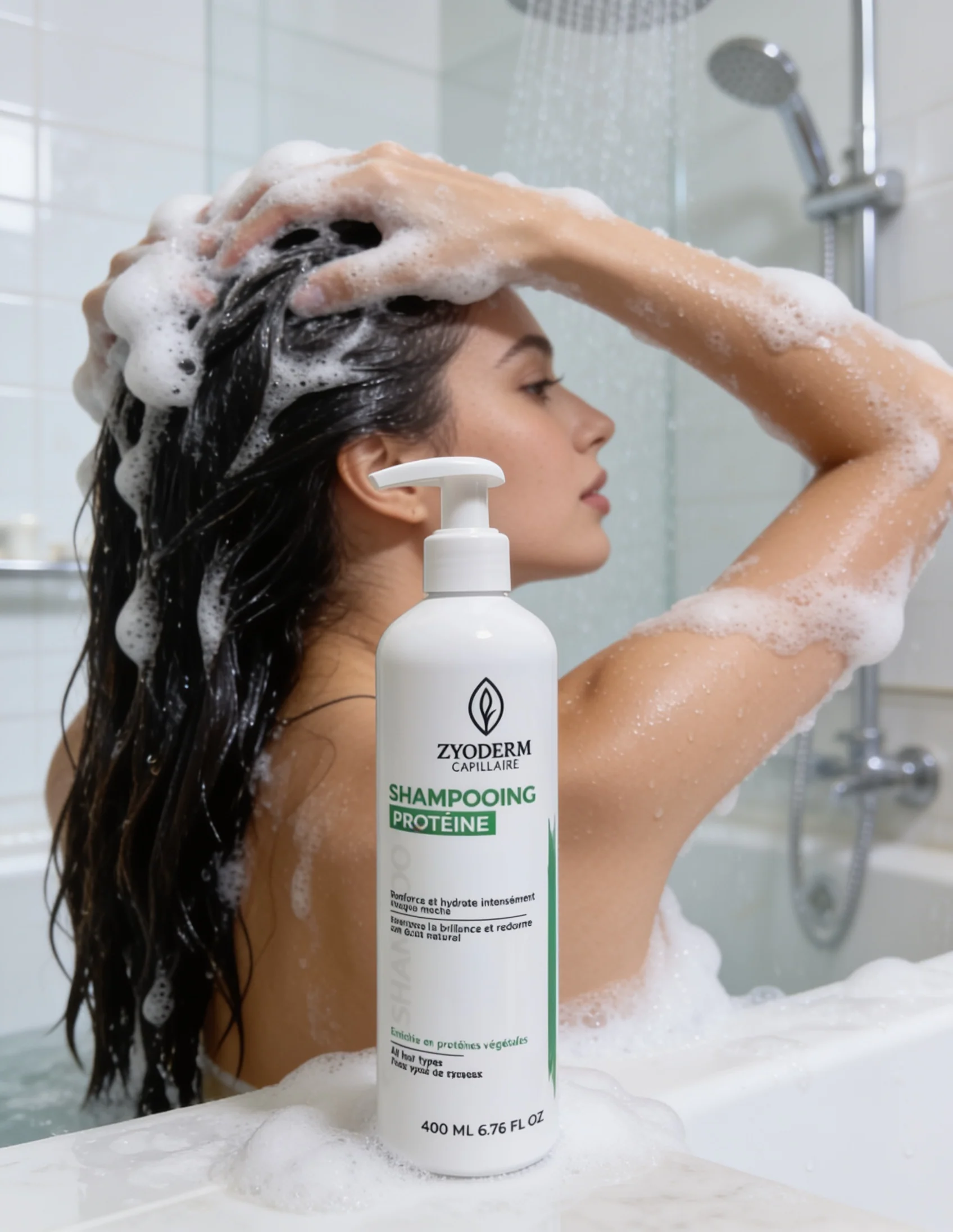 magnific_beautiful-woman-washing-h_Vdi2dxWMMU Shampooing Protéine Zyoderm Capillaire – Image 1