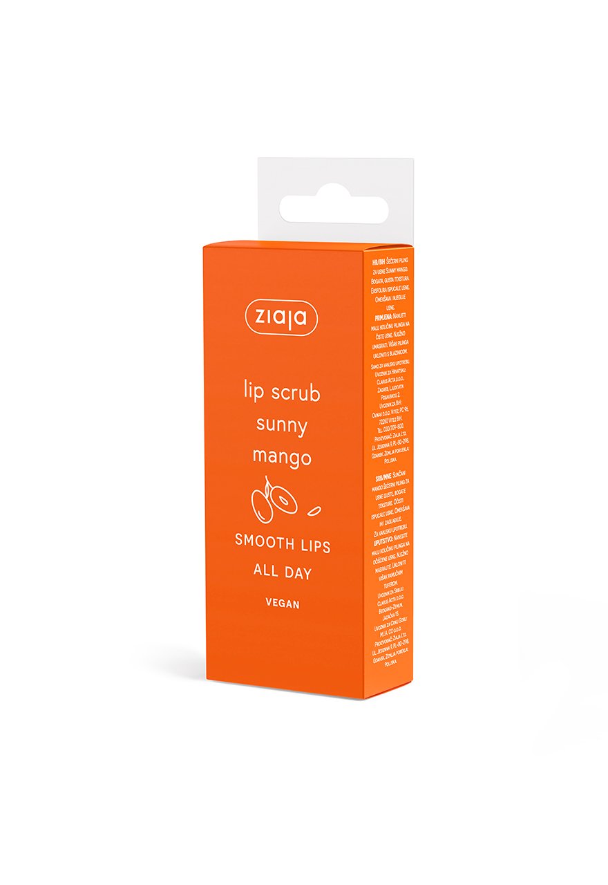 mango lip srcub (box) 880x1280 (1) ZIAJA Gommage pour les lèvres au gout de mangue 12 ml – Image 1